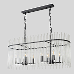 Люстра подвесная овальная со стеклянными прозрачными трубками и металлическим каркасом черного цвета Nembus варинант исполнения - 2 | Loft Concept в Барнауле