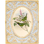 Декоративный постер с изображением птиц в раме с рельефным растительным узором Blooming Birds Poster варинант исполнения - 6 | Loft Concept в Барнауле
