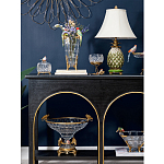 Ваза из прозрачного стекла с бронзовыми ножками и фигурками попугаев Eden Garden porcelain and bronze варинант исполнения - 5 | Loft Concept в Барнауле