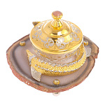 Икорница с декором "Осетр" с гравировкой на подставке из натурального камня Агат Decorative Cavair Dishes варинант исполнения - 2 | Loft Concept в Барнауле