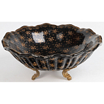 Блюдо черного цвета из фрафора на бронзовых ножках Eden Garden porcelain and bronze варинант исполнения - 1 | Loft Concept в Барнауле