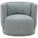 Дизайнерское мягкое кресло с круглой мягкой спинкой в голубой пестрой обивке Roux Round Armchair варинант исполнения - 3 | Loft Concept в Барнауле