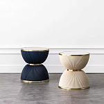 Дизайнерский журнальный стол фактурный с круглой белой столешницей Luler варинант исполнения - 2 | Loft Concept в Барнауле