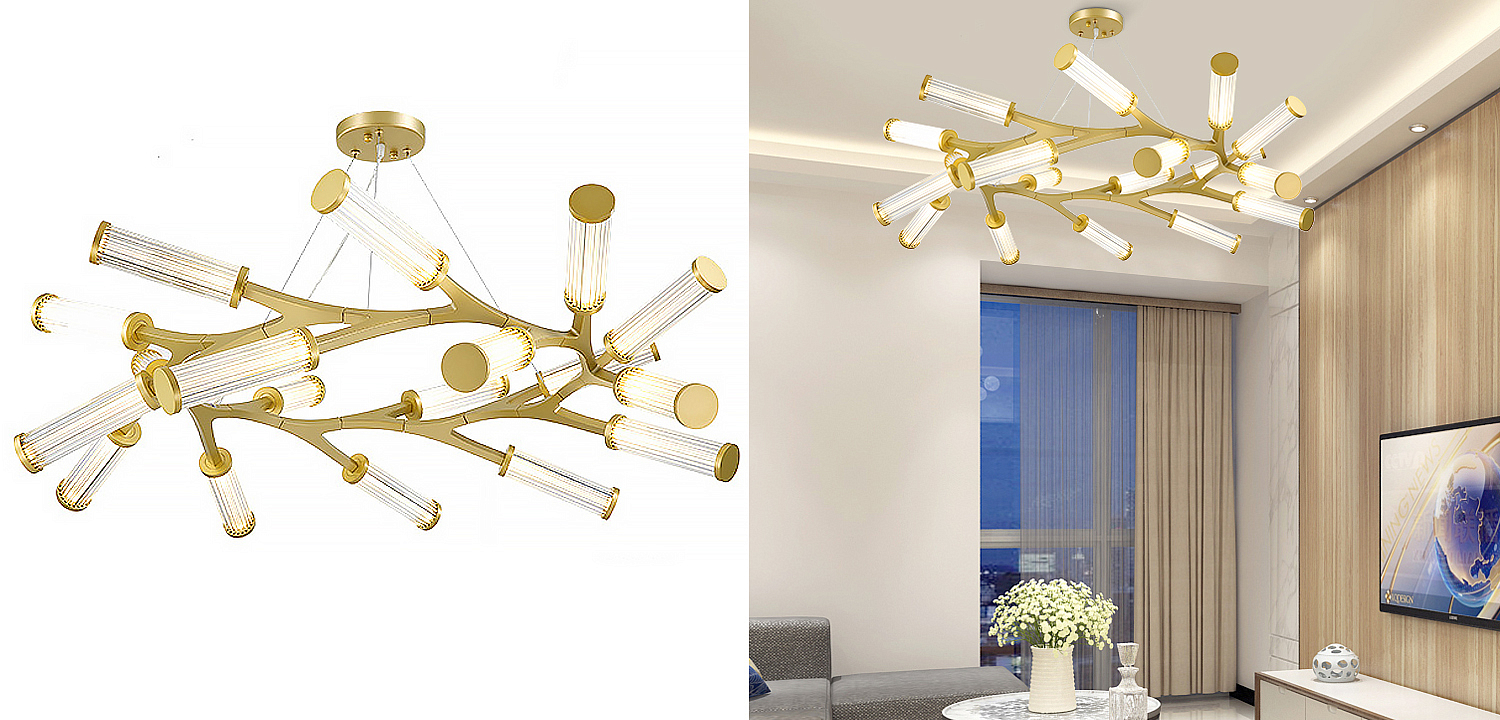 Люстра Cylinder Branches Chandelier Ring Gold Люстра Cylinder Branches Chandelier Ring Gold - Loft-Concept в Барнауле