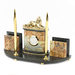 Настольный письменный набор из камня офиокальцит и бронзы с декором в виде льва Successful Leader варинант исполнения - 2 | Loft Concept в Барнауле