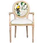 Стул с подлокотниками золотистый из бука с изображением птиц и цветов Blooming Birds 2 варинант исполнения - 1 | Loft Concept в Барнауле