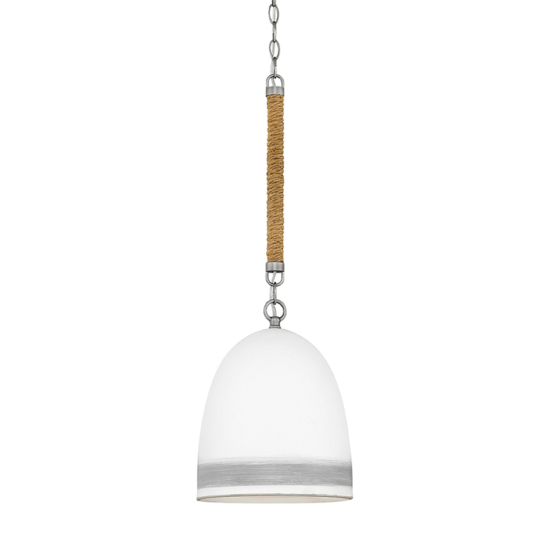 Подвесной светильник белый колоколообразный с декоративной обмоткой из веревки Hinkley Никель Белый Бежевый в Барнауле | Loft Concept 
