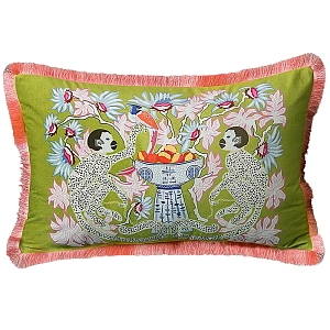 Декоративная подушка Two Monkeys on Green Long Cushion