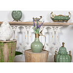 Кувшин зеленого цвета из фарфора с бронзовой крышкой и изогнутой ручкой Eden Garden porcelain and bronze варинант исполнения - 4 | Loft Concept в Барнауле