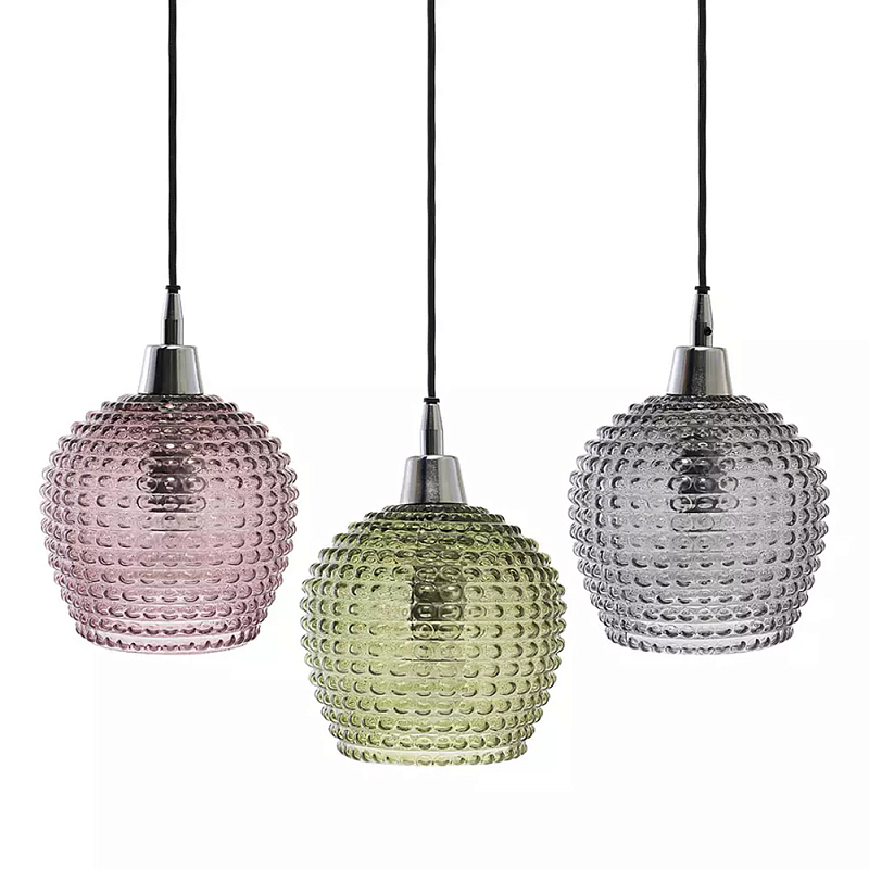 Подвесной светильник каскадный с 3-мя рельефными плафонами Cascade with Relief Lampshades Серый Зеленый Сливовый Черный Подвесной светильник каскадный с 3-мя рельефными плафонами Cascade with Relief Lampshades Серый Зеленый Сливовый Черный в Барнауле | Loft Concept