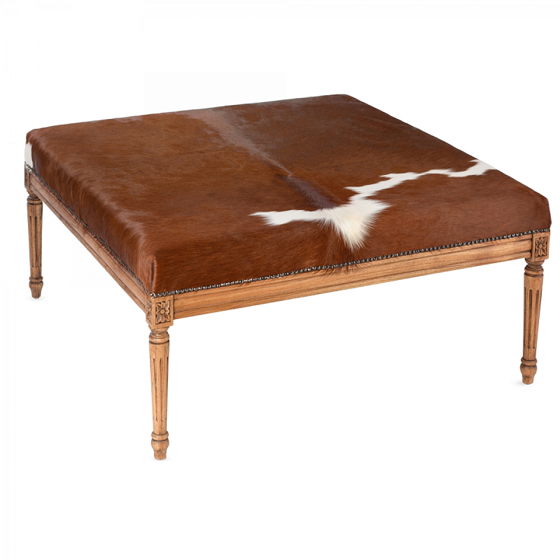 Пуф коричневая натуральная шкура Louie Cowhide Ottoman Коричневый Золотой дуб Пуф коричневая натуральная шкура Louie Cowhide Ottoman Коричневый Золотой дуб в Барнауле | Loft Concept