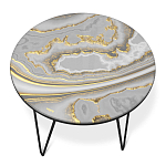 Стол журнальный c круглой столешницей из стекла серого цвета Gray and Gold Marble варинант исполнения - 2 | Loft Concept в Барнауле