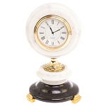 Часы настольные бронзовые из натуральных камней Мрамор и Змеевик Stone Clock варинант исполнения - 1 | Loft Concept в Барнауле