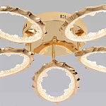 Потолочная люстра с 5-ю светодиодными лампами с золотистым каркасом Ring of Fire варинант исполнения - 2 | Loft Concept в Барнауле