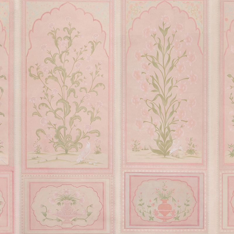 Обои ручная роспись Jharokha Arches Original colourway on pink painted Xuan paper Обои ручная роспись Jharokha Arches Original colourway on pink painted Xuan paper в Барнауле | Loft Concept