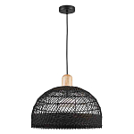 Подвесной светильник с округлым абажуром из черного ротанга Wicker Furniture варинант исполнения - 2 | Loft Concept в Барнауле