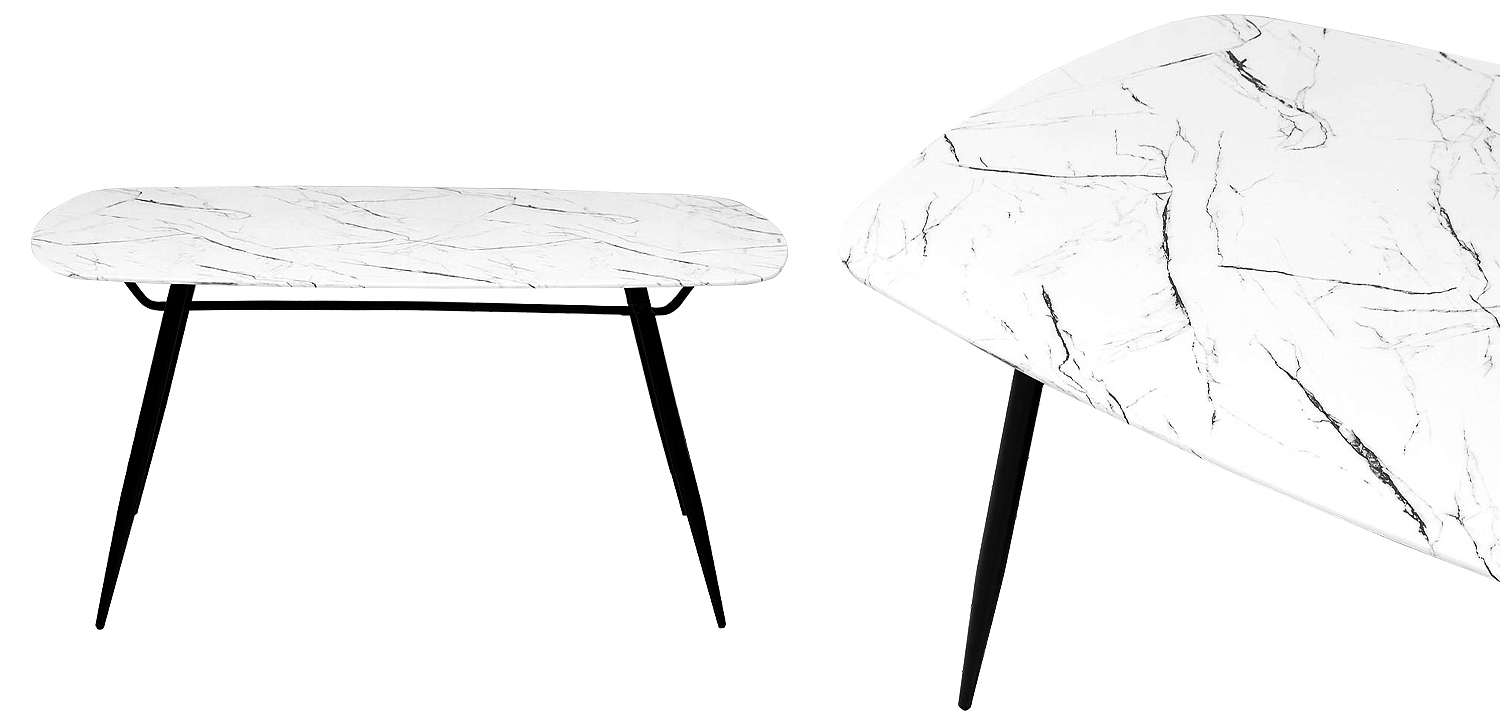Обеденный стол Hettie Dinner Table столешница с рисунком под мрамор Обеденный стол Hettie Dinner Table столешница с рисунком под мрамор - Loft-Concept в Барнауле