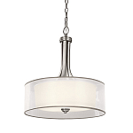 Люстра подвесная с двойным круглым плафоном из органзы и матового стекла Kichler варинант исполнения - 1 | Loft Concept в Барнауле