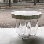 Дизайнерский журнальный стол на 3-х овальных прозрачных ножках Tukutic варинант исполнения - 2 | Loft Concept в Барнауле