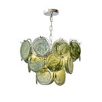 Люстра из зеленых стеклянных дисков с перламутровым эффектом Green Glowing Glaze варинант исполнения - 7 | Loft Concept в Барнауле