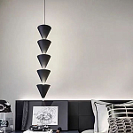 Подвесной светильник светодиодный в виде ряда черных металлических конусов  Herringbone варинант исполнения - 5 | Loft Concept в Барнауле