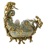 Чаша голубого цвета с оранментом и и бронзовыми фигурами леопардов Eden Garden варинант исполнения - 2 | Loft Concept в Барнауле