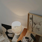 Настольная лампа с принтом на белом тканевом абажуре Roof Garden Lamp варинант исполнения - 7 | Loft Concept в Барнауле