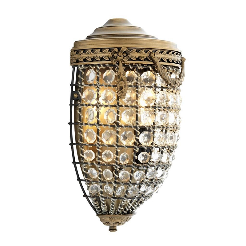 Бра Eichholtz Wall Lamp Emperor Brass Латунь Античная полированная Прозрачный (Transparent) в Барнауле | Loft Concept 