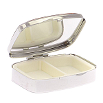 Таблетница карманная прямоугольная на 2 отделения с зеркалом и накладкой из натурального камня Лазурит Silver Stone Pillboxes варинант исполнения - 3 | Loft Concept в Барнауле