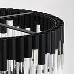 Люстра круглая из матового черного металла с подвесками из прозрачных стеклянных трубок Noir Tubes варинант исполнения - 9 | Loft Concept в Барнауле