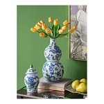 Ваза фигурная с сине-зелеными узорами распустившихся цветов Blossoming Spring варинант исполнения - 4 | Loft Concept в Барнауле