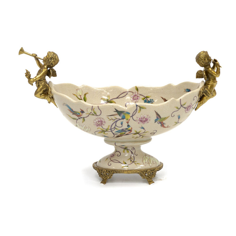 Чаша фарфоровая с ангелами Eden Garden Бежевый Бронза Мульти в Барнауле | Loft Concept 