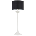 Настольная лампа с декором в виде белого цветка магнолии на каркасе и черным абажуром White Magnolia варинант исполнения - 3 | Loft Concept в Барнауле