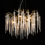 Люстра золотого цвета с декоративными ветками и длинными прозрачными стеклянными подвесами в форме сосулек Droplet Chandelier варинант исполнения - 3 | Loft Concept в Барнауле