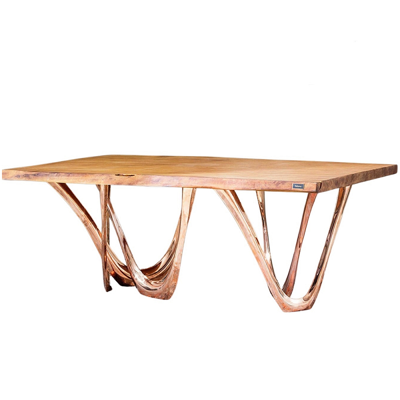 Обеденный стол прямоугольный с фигурными ножками G-table Золотой Обеденный стол прямоугольный с фигурными ножками G-table Золотой в Барнауле | Loft Concept