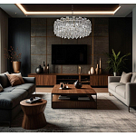 Круглая люстра с хрустальными подвесками на серебряном каркасе Gorgeous Crystal Light варинант исполнения - 12 | Loft Concept в Барнауле