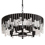 Люстра круглая из матового черного металла с подвесками из прозрачных стеклянных трубок Noir Tubes варинант исполнения - 1 | Loft Concept в Барнауле
