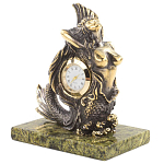 Часы настольные бронзовые в виде русалочки из натурального камня Змеевик Mermaid Stone Clock варинант исполнения - 2 | Loft Concept в Барнауле