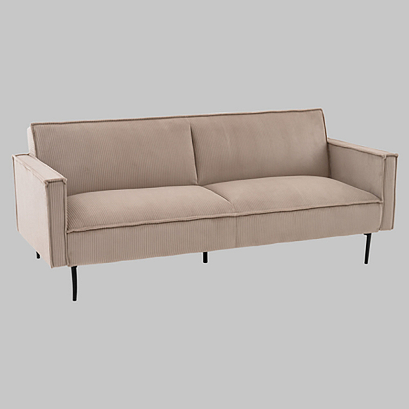 Диван современный вельветовый прямой Worcester Бежевый  Капучино  Черный в Барнауле | Loft Concept 