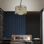 Люстра круглая с хрустальными подвесками на золотистом каркасе Roul Crystal Light варинант исполнения - 13 | Loft Concept в Барнауле