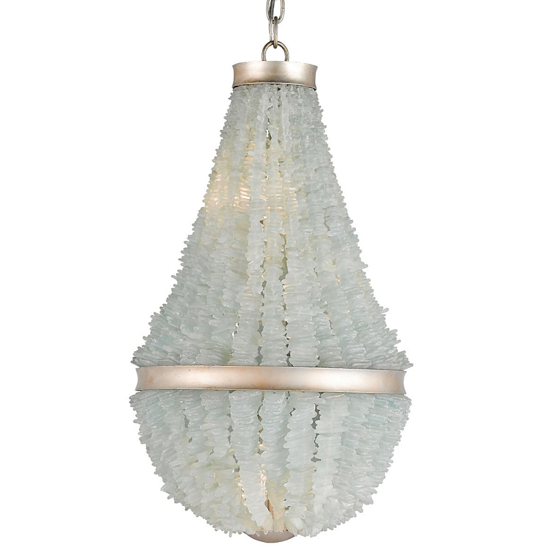 Люстра с каскадом из стеклянных декоративных элементов Shining Sea Glass Серебряный Люстра с каскадом из стеклянных декоративных элементов Shining Sea Glass Серебряный в Барнауле | Loft Concept