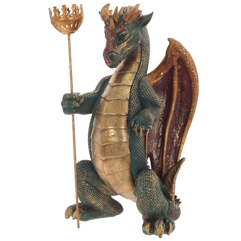Подсвечник в виде дракона Dragon candlestick Green Brown Зеленый Коричневый Золотой в Барнауле | Loft Concept 