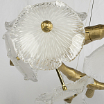 Люстра подвесная круглая с ветвистыми бронзовыми элементами и стеклянными рифлеными дисками Textured Glass Chandelier варинант исполнения - 4 | Loft Concept в Барнауле