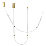 Подвесной светильник с 3-мя изогнутыми плафонами и белыми декоративными шариками PEARLS Suspension варинант исполнения - 2 | Loft Concept в Барнауле