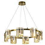 Люстра светодиодная с 8-ю цилиндрическими плафонами янтарного цвета из стекла и стали Andrea Сhandelier Amber варинант исполнения - 1 | Loft Concept в Барнауле