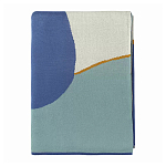 Плед из хлопка синего цвета с абстрактным принтом Elysian Flow Ocean варинант исполнения - 2 | Loft Concept в Барнауле