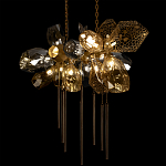 Люстра подвесная с 18-ю стеклянными плафонами с вертикальными подвесками Gilded Mirage  варинант исполнения - 8 | Loft Concept в Барнауле