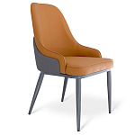 Стул оранжевый с высокой спинкой из искуственной кожи на серых металлических ножках Enigma Orange варинант исполнения - 1 | Loft Concept в Барнауле