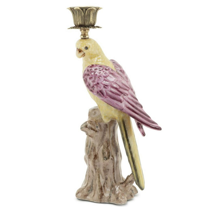 Подсвечник Candleholder Parrot With Trunk Желтый Розовый Белый Подсвечник Candleholder Parrot With Trunk Желтый Розовый Белый в Барнауле | Loft Concept