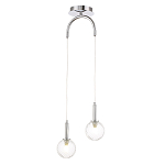 Подвесной светильник с 2-мя рельефными прозрачными плафонами из стекла и основанием цвета Хром Perforated Glass Bubbles варинант исполнения - 2 | Loft Concept в Барнауле